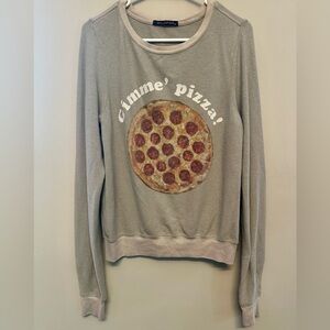 Rare Wildfox “Gimme’ Pizza!” Light Gray Sweatshirt XS